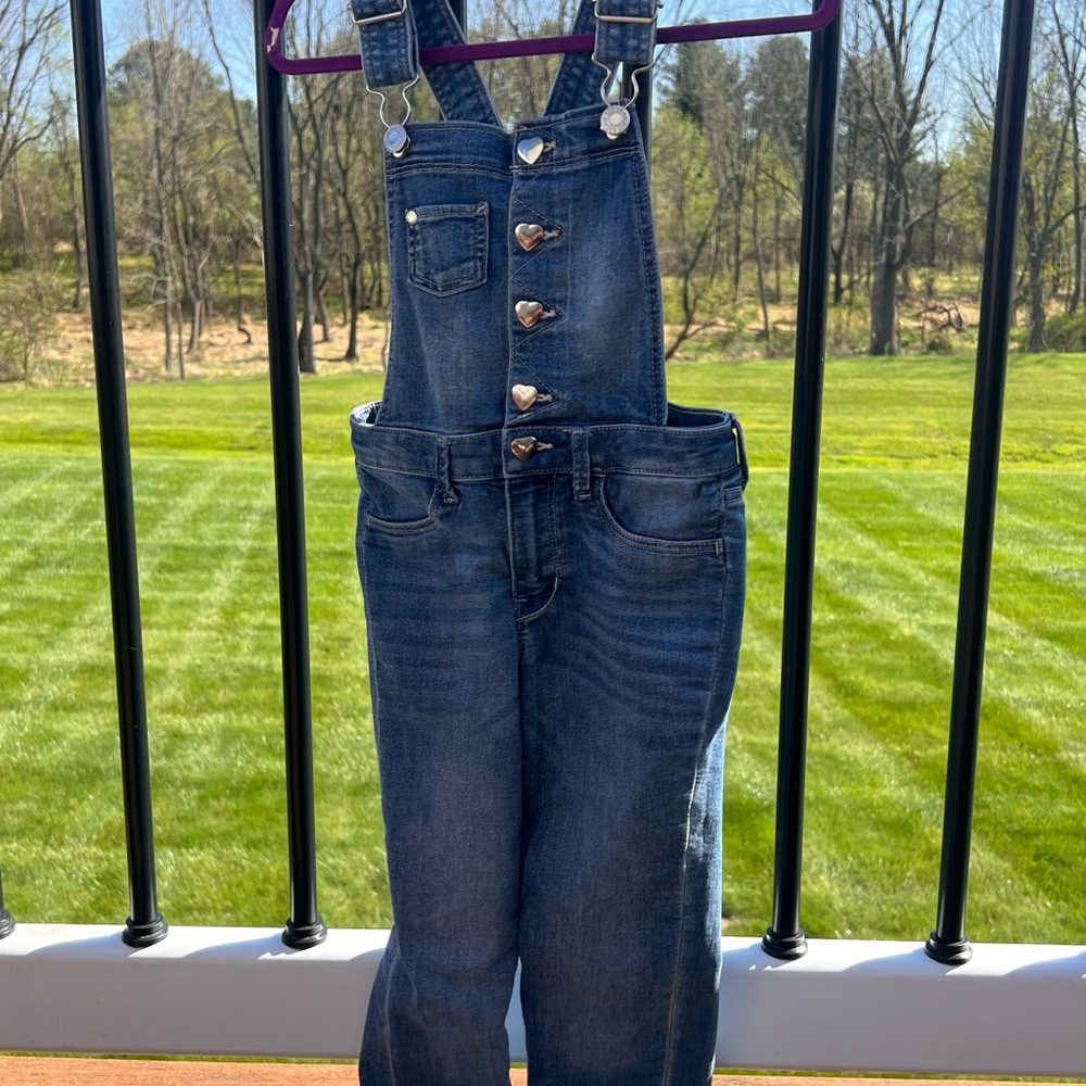 Denim Overalls with Heart Buttons